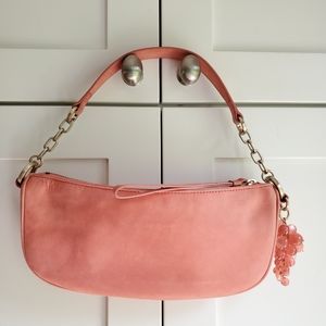Ann Taylor Pink Suede Shoulder Bag with Chain Strap